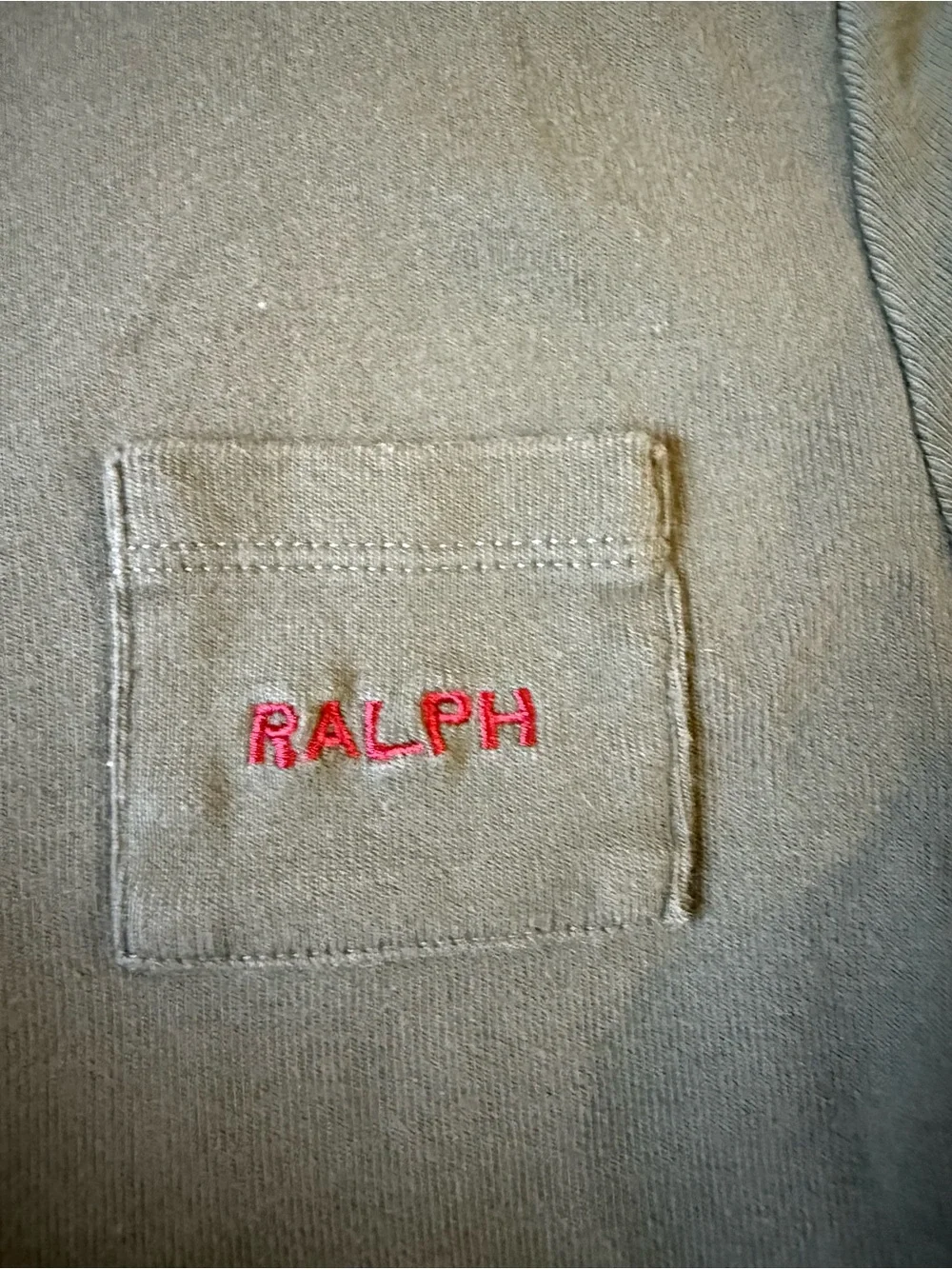 Ralph Lauren Olive Cropped Tee with Red Embroidery